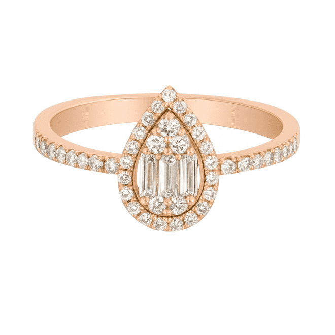 queen rose gold diamond ring code NLR0320