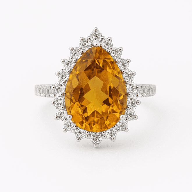 natural citrin and diamond ring code NLR0024