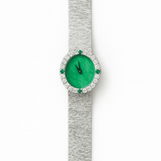 Luxury vintage silver watch with natural jade stone dial – Dubai