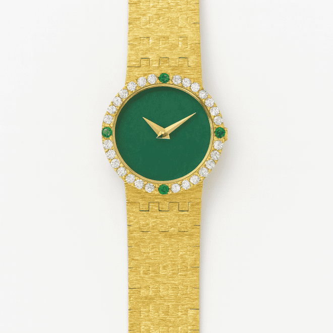 Luxury vintage 18K gold-plated quartz watch with natural jade stone dial and zirconia – Dubai