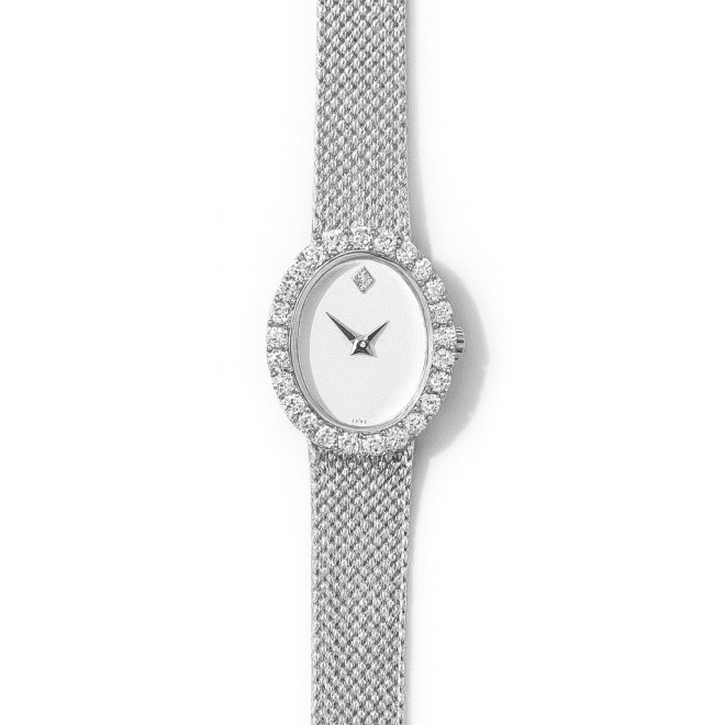 Luxury vintage white gold-plated watch with diamond bezel – Dubai