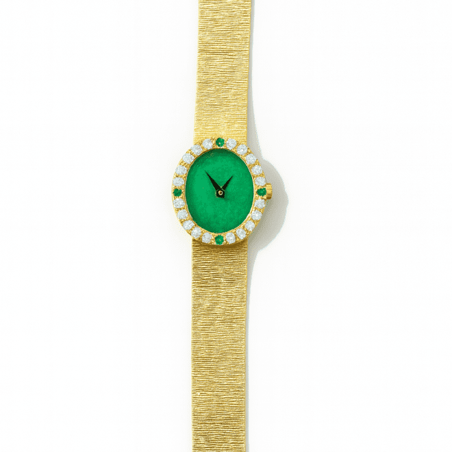 Luxury vintage 18K gold-plated watch with natural jade stone dial – Dubai