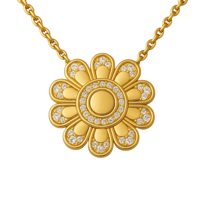 Niloofar Jewellery Signature Diamond Enamel Lotus Necklace Code000