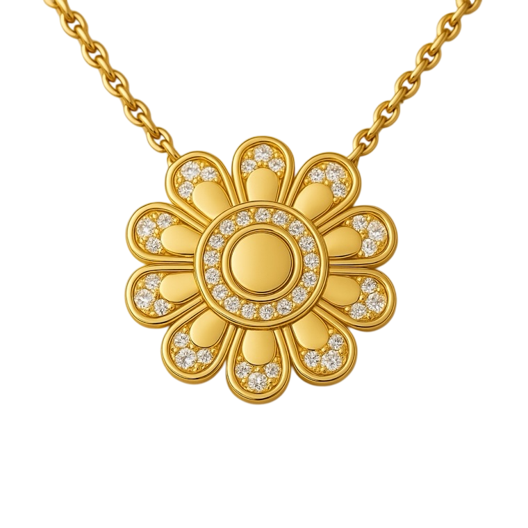 Niloofar Jewellery Signature Diamond Enamel Lotus Necklace Code000 1 Niloofar Jewellery Signature Diamond Enamel Lotus Necklace Code000