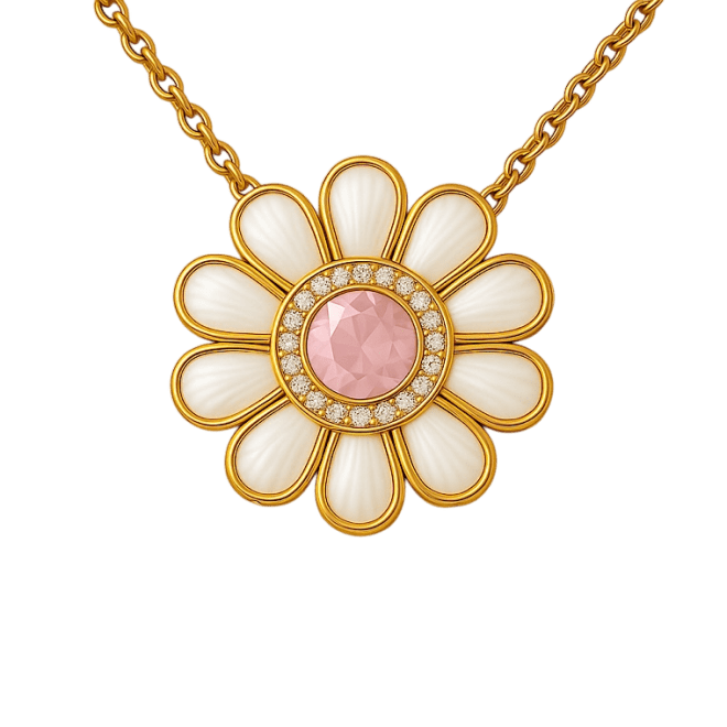 Niloofar Jewellery Signature Diamond Enamel Lotus Necklace Code00