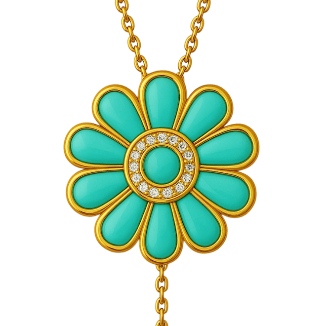Niloofar Jewellery Signature Diamond Enamel Lotus Necklace Code0