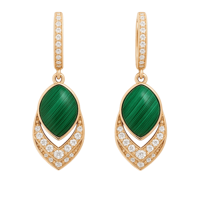 Drop Malachite and diamond earring code NLE08
