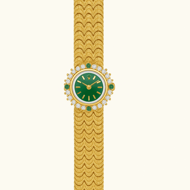 emerald 18k gold Vintage watch code NLGW007