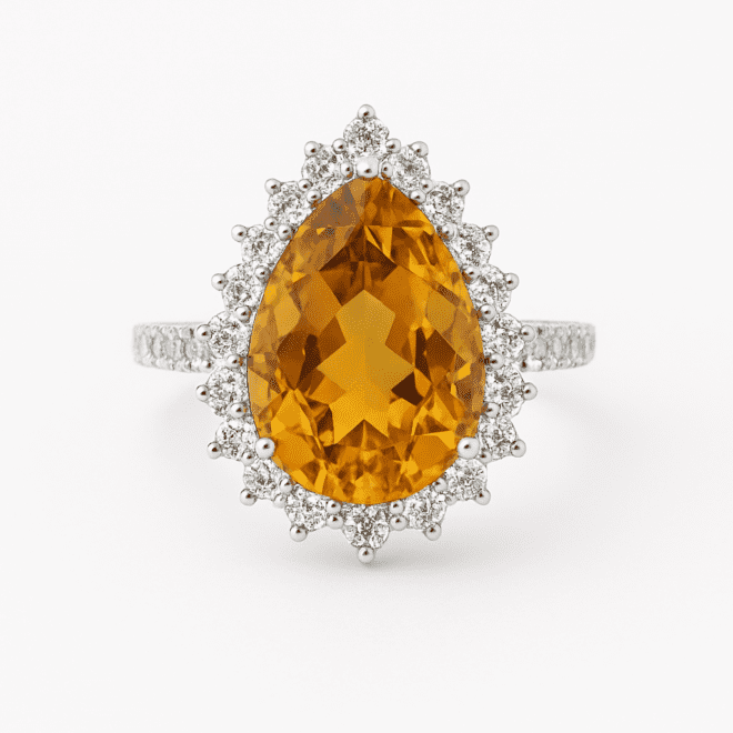 natural citrin and diamond ring code NLR0024