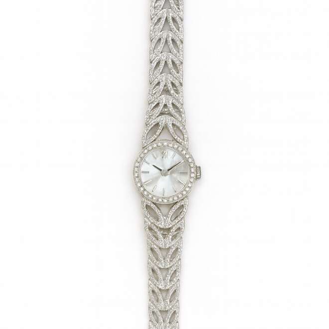 Vintage silver women’s watch – ساعة نسائية فضية فاخرة – винтажные серебряные женские часы – zircon bezel, patterned stainless-steel bracelet