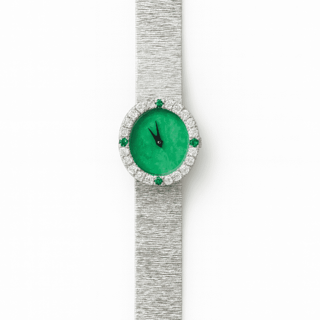 Luxury vintage silver watch with natural jade stone dial – Dubai
