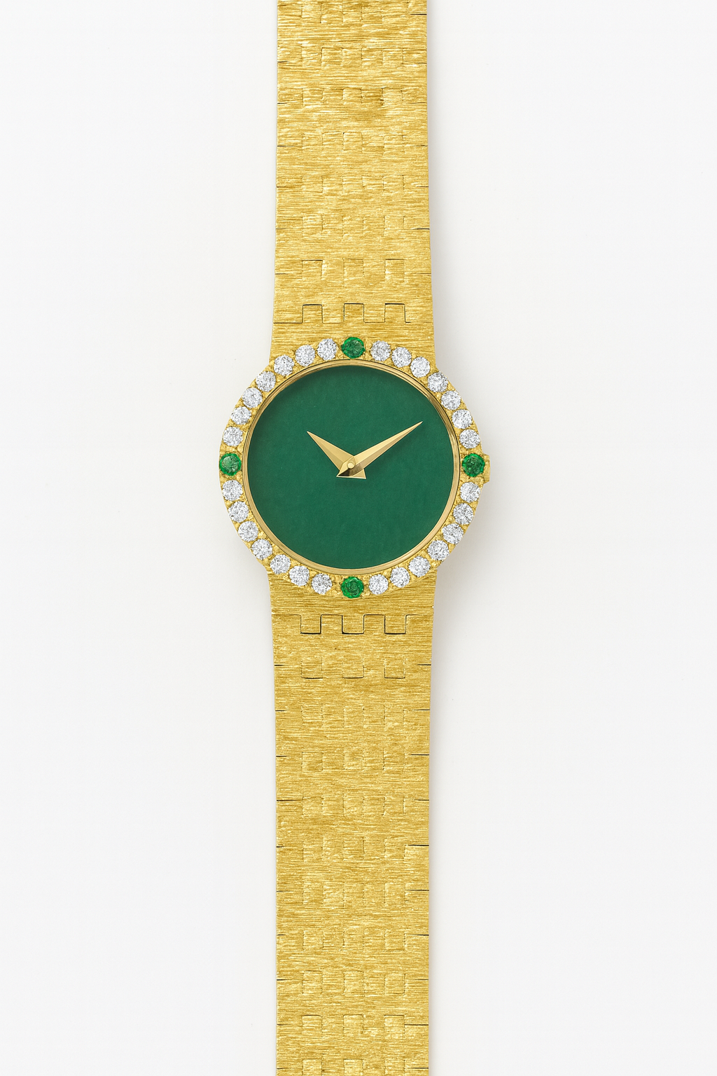 Vintage Gold p Women Watch Code 129 1 Luxury vintage 18K gold-plated quartz watch with natural jade stone dial and zirconia – Dubai