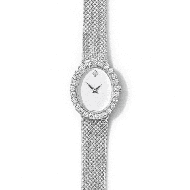 Luxury vintage white gold-plated watch with diamond bezel – Dubai