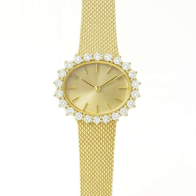 Luxury vintage 18K gold-plated quartz watch with zirconia stones – Dubai