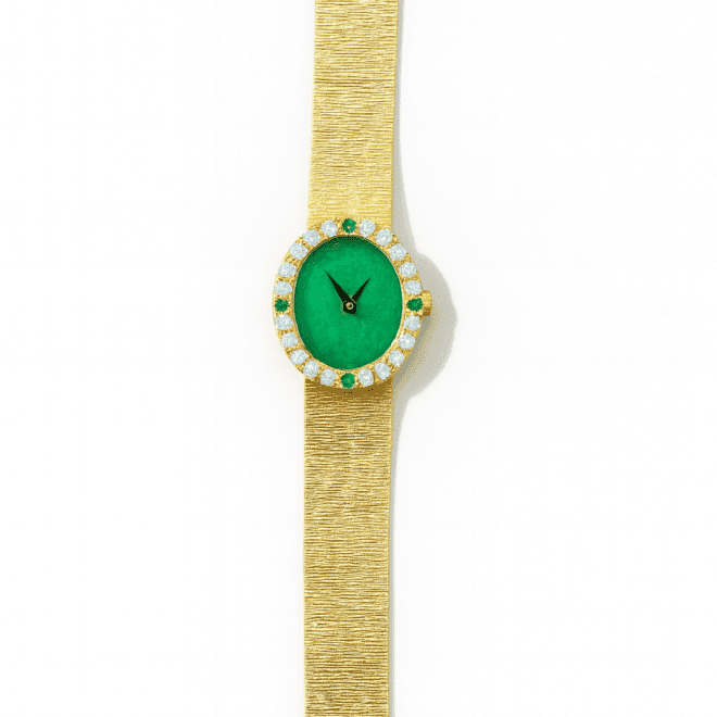 Luxury vintage 18K gold-plated watch with natural jade stone dial – Dubai
