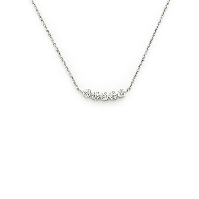 18K White Gold Diamond Bar Necklace With Natural Diamonds By Niloofar Jewellery On White Background