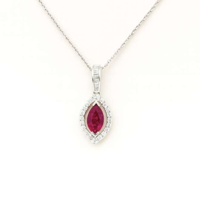 18K White Gold Ruby And Diamond Necklace By Niloofar Jewellery