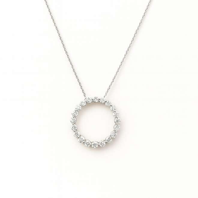 18K White Gold Diamond Circle Necklace By Niloofar Jewellery