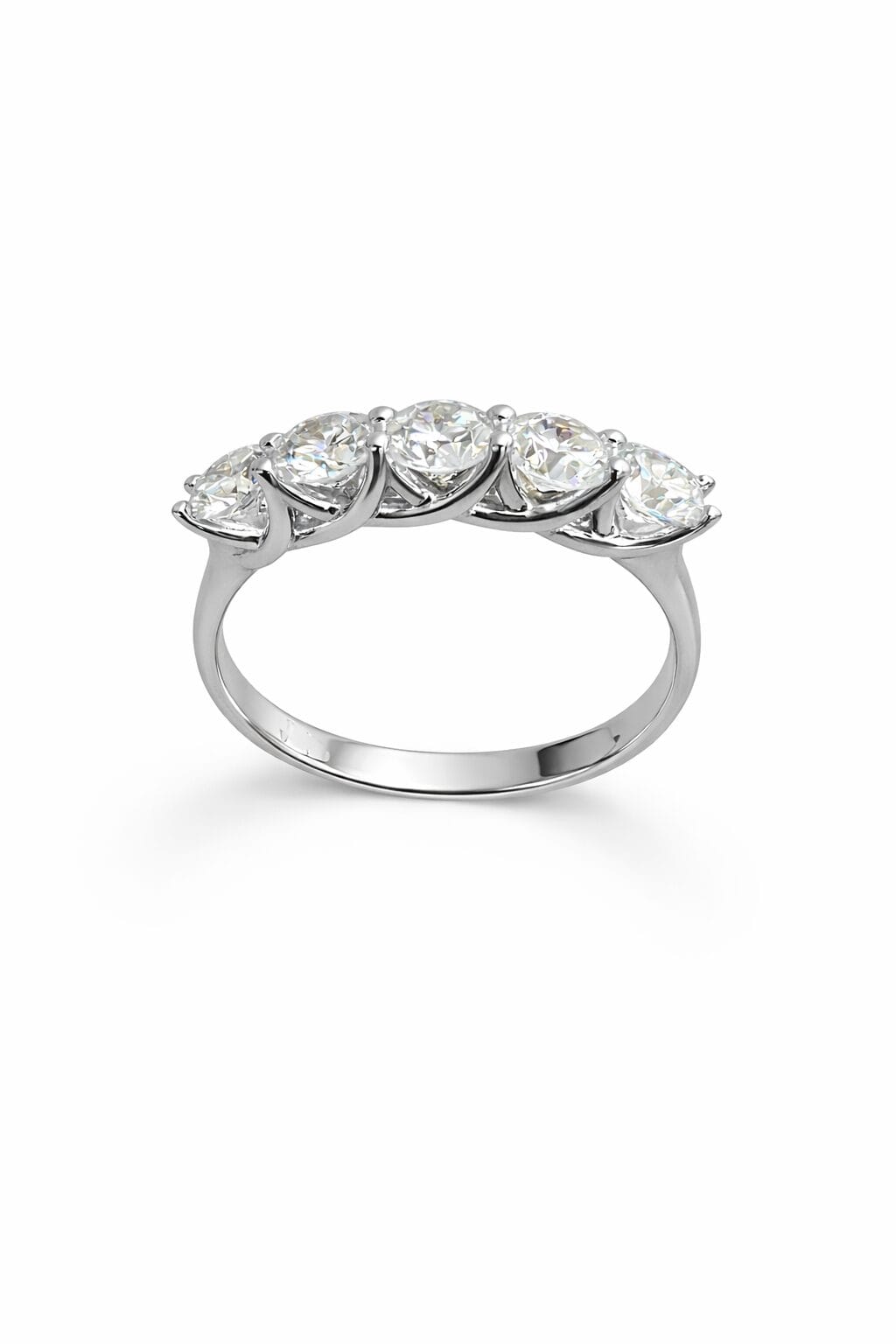 18K White Gold Five-Stone Diamond Ring with Natural Diamonds – Niloofar Jewellery 1 18K white gold five-stone diamond ring with 1.07 carats of natural diamonds