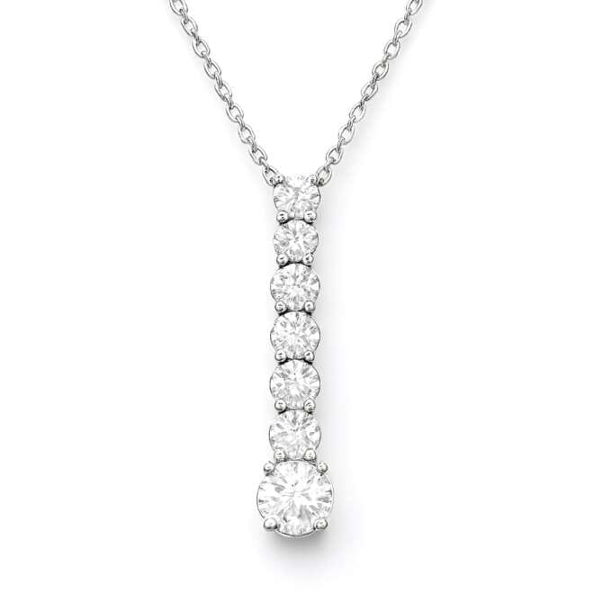 White Gold Diamond Linear Pendant Necklace With Six Round Brilliant Natural Diamonds By Niloofar Jewellery