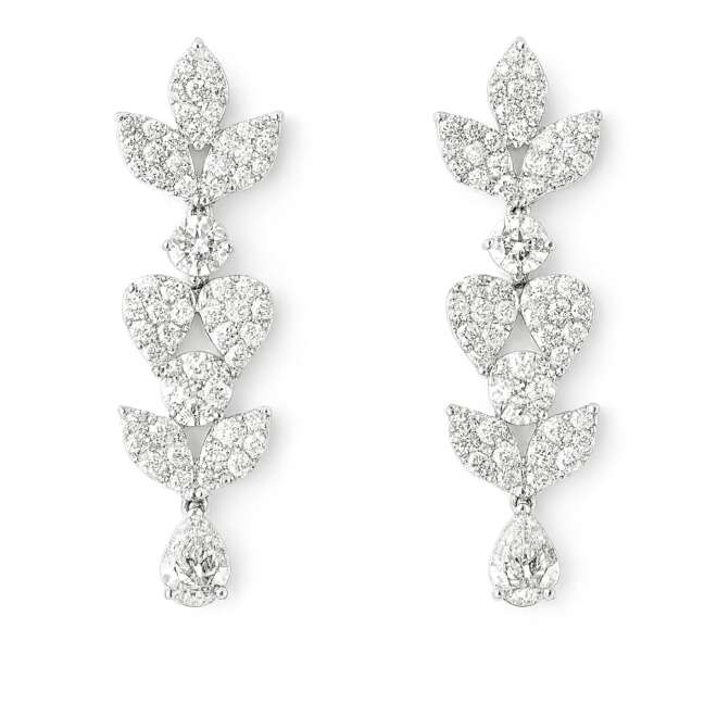 White Gold Diamond Drop Earrings With Natural Diamonds By Niloofar Jewellery