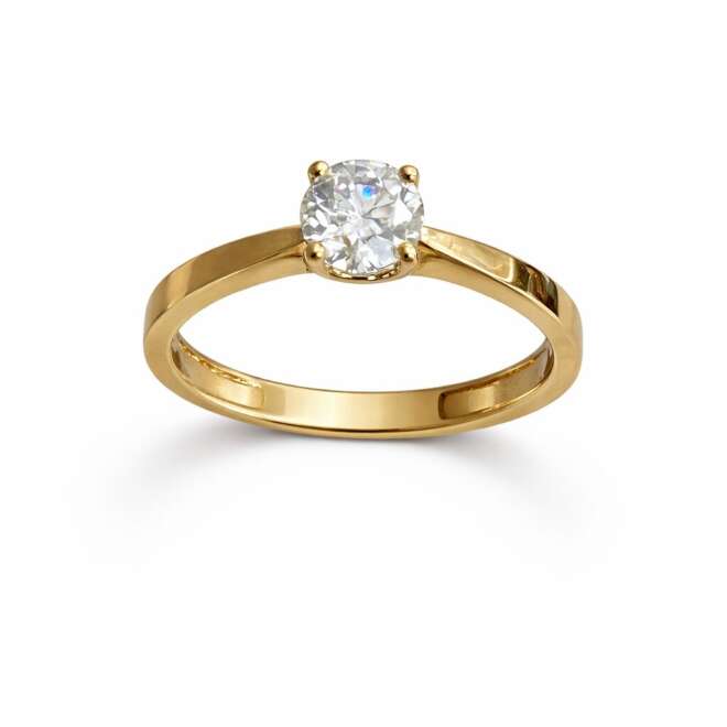 18K yellow gold solitaire engagement ring with 0.60 carat natural diamond