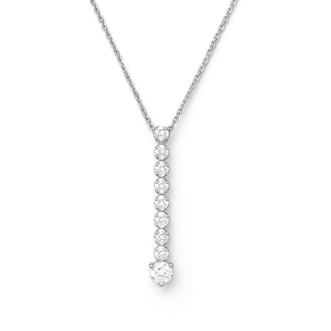 Diamond Linear Pendant Necklace With Graduated Round Brilliant Diamonds In Gold By Niloofar Jewellery