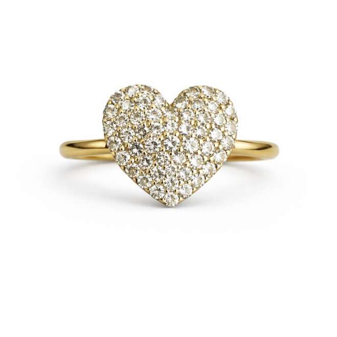 Natural Diamond Heart Pavé Ring In 18K Yellow Gold With 1.01 Carat Natural Diamonds By Niloofar Jewellery