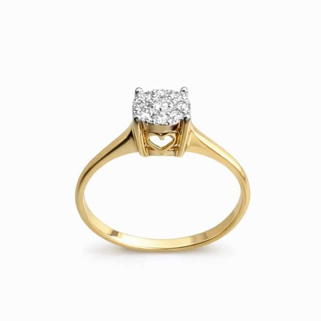 Luxury 14k Yellow Gold Diamond Ring With Elegant Cluster Design By Niloofar Jewellery
