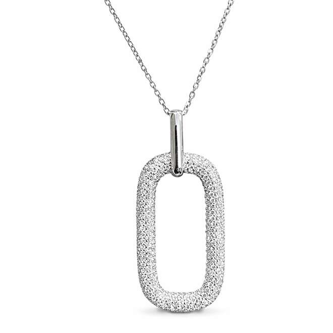 Rectangular Diamond Pendant In 18K White Gold With Natural Belgian Cut Diamonds By Niloofar Jewellery