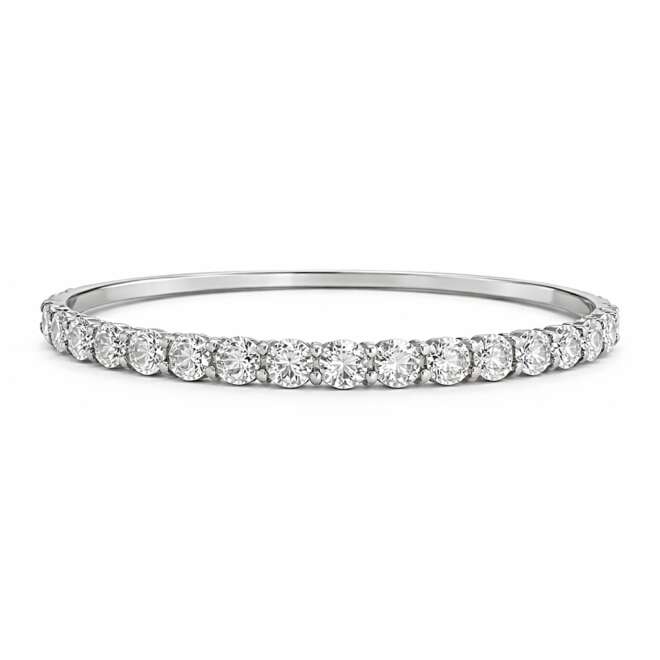Niloofar Jewellery 18K White Gold Natural Diamond Tennis Bangle Bracelet With 5.53 Carats Belgian Cut Diamonds Luxury Fine Jewelry