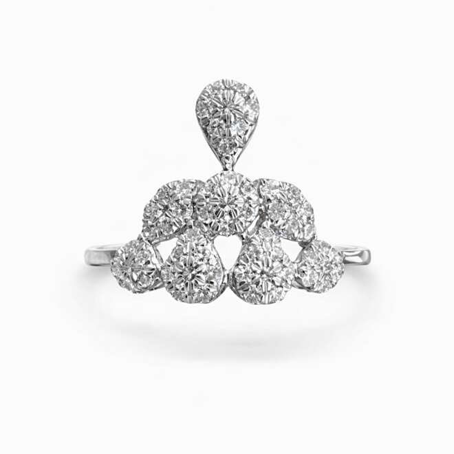 Luxury 18K White Gold Natural Diamond Ring With Belgian Cut Diamonds By Niloofar Jewellery Dubai