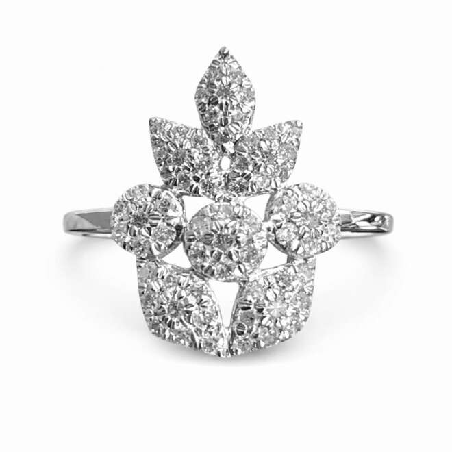 Luxury 18K White Gold Natural Diamond Ring With Belgian Cut Diamonds By Niloofar Jewellery Dubai