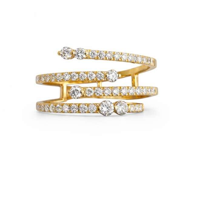 Natural Diamond Ring In 18K Yellow Gold With 0.47 Carat Natural Diamonds By Niloofar Jewellery